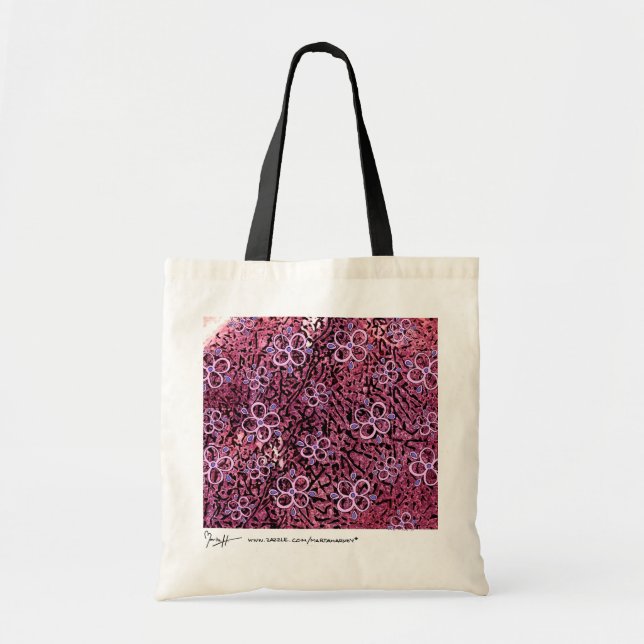 Bolsa Tote Arte abstracta com saco das flores - rosa de (Frente)