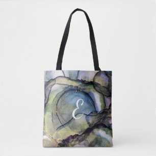 Bolsa Tote Arte abstrata colorida com tinta líquida de álcool