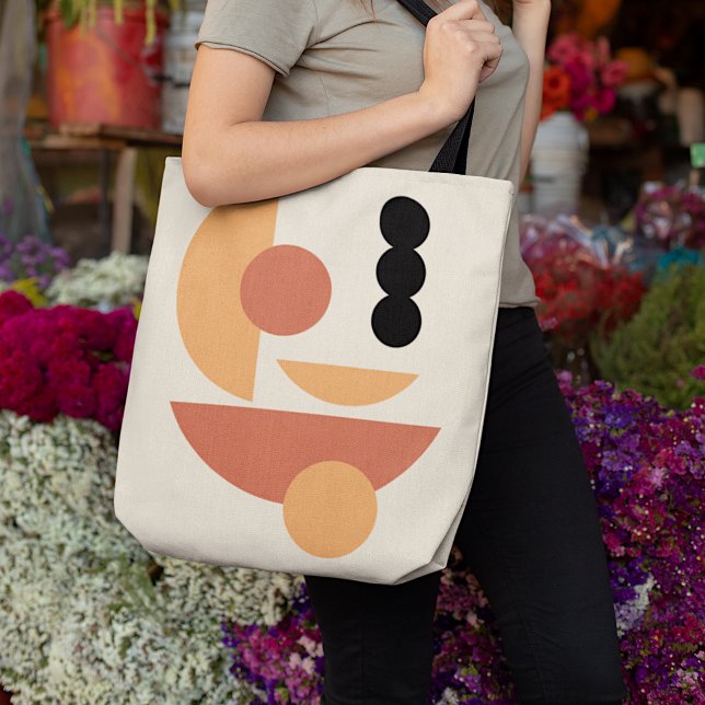 Bolsa Tote Arte Abstrata de Fusão de Sol Vermelho e Lua Preta (Criador carregado)
