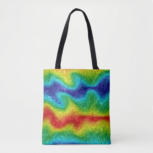 Bolsa Tote Arte Abstrata de Listras de Arco-Íris Radical Colo (Frente)
