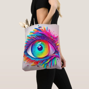 Bolsa Tote Arte abstrata de olho de néon vibrante