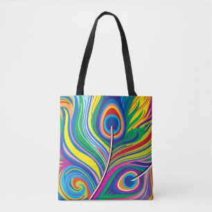 Bolsa Tote Arte abstrata de penas de pavão