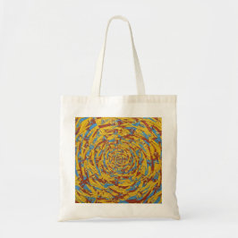 Bolsa Tote Arte Abstrata Figuras Amarelas e Azuis Correndo