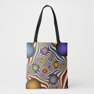 Bolsa Tote Arte abstrata fractal moderna colorida voadora