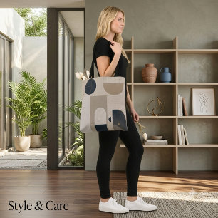 Bolsa Tote Arte abstrata geométrica minimalista de luxo em NB