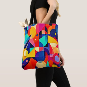 Bolsa Tote Arte Abstrata Geométrica Vibrante
