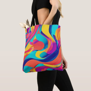 Bolsa Tote Arte Abstrata Giratória Vibrante