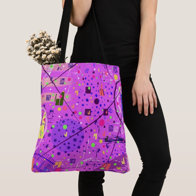 Bolsa Tote Arte Abstrata: Glitch Roxo (Close Up)