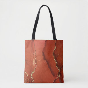 Bolsa Tote Arte abstrata líquida com tinta alcoólica dourada