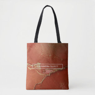 Bolsa Tote Arte abstrata líquida com tinta alcoólica dourada