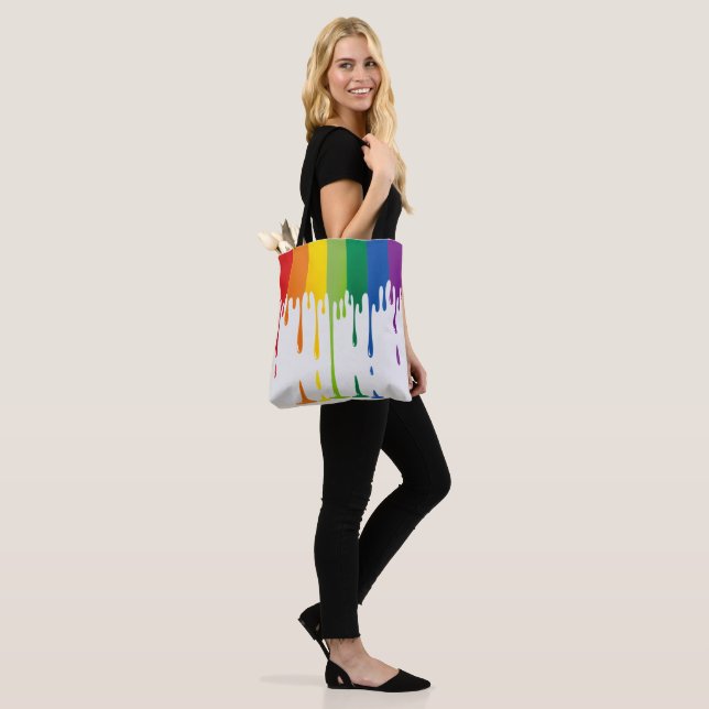 Bolsa Tote Arte abstrata líquida de tinta pingando arco-íris (No(a) Modelo)