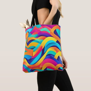 Bolsa Tote Arte abstrata ondulada vibrante