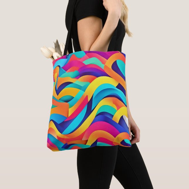 Bolsa Tote Arte abstrata ondulada vibrante (Close Up)