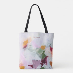Bolsa Tote Arte abstrata única e colorida com nome personaliz