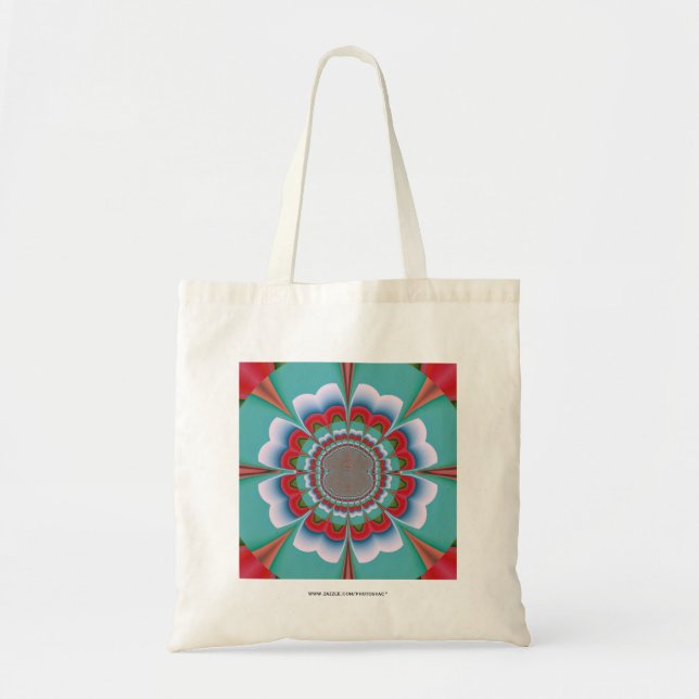 Bolsa Tote Arte abstrato de Mandala Psicodélico Retro em Flor (Frente)