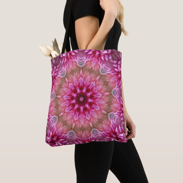Bolsa Tote Arte Abstrato Floral Moderna Rosa (Close Up)