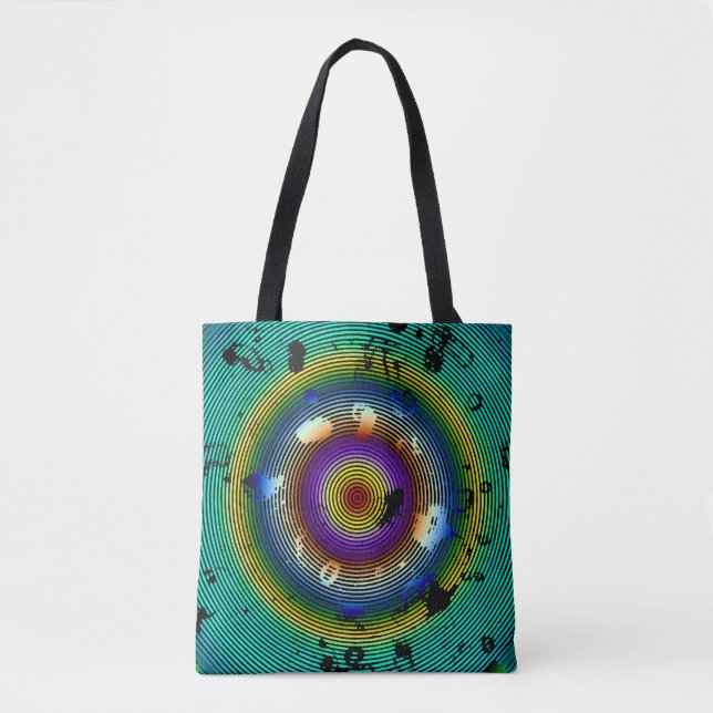 Bolsa Tote Arte Abstrato multicolorido dentro de um círculo (Frente)