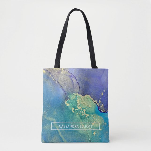 Bolsa Tote Arte Abstrato Roxa e Dourada (Frente)