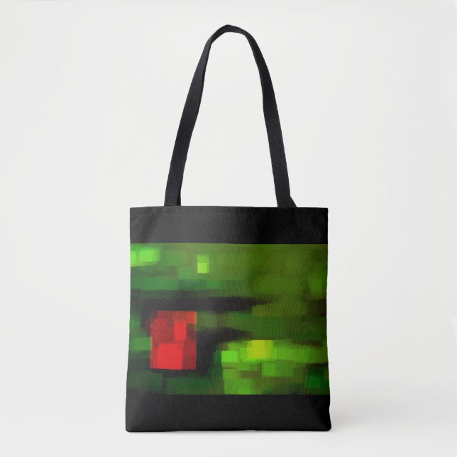 Bolsa Tote Arte Abstrato Vermelha e Verde (Frente)