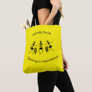 Bolsa Tote Arte Africana, Silhouette Happy Dancers Amarelo