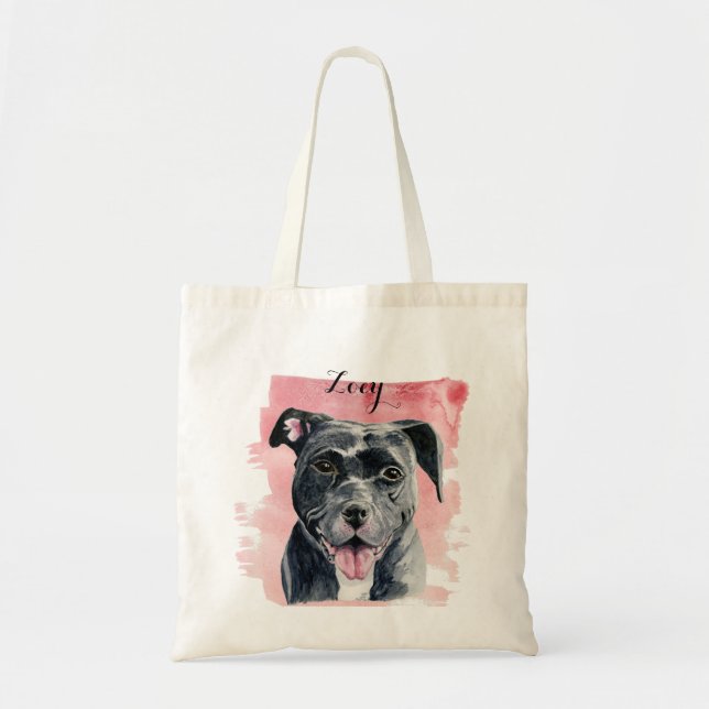 Bolsa Tote Arte americana da aguarela do cão preto do (Frente)