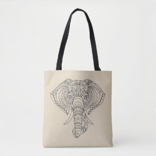 Bolsa Tote Arte animal africana do elefante tribal