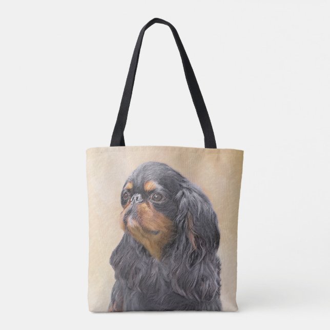 Bolsa Tote Arte Animal Original Pintura Inglesa Toy Spaniel (Verso)