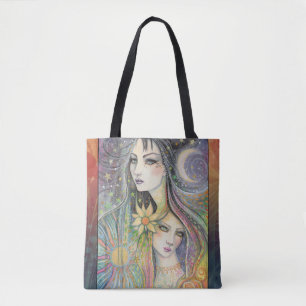Bolsa Tote Arte Boho Fantasia Noite e Dia por Molly Harrison