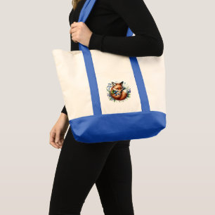 Bolsa Tote Arte Botânica da Raposa Floral Floresta