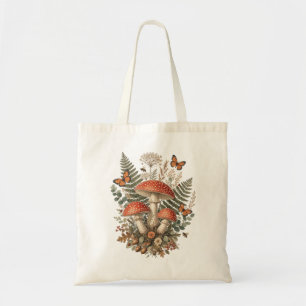 Bolsa Tote Arte Botânica de Cogumelo Amanita na Floresta