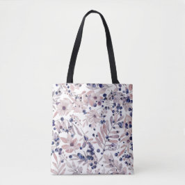 Bolsa Tote Arte Botânica de Eucalipto Mirtilo em Aquarela Amo