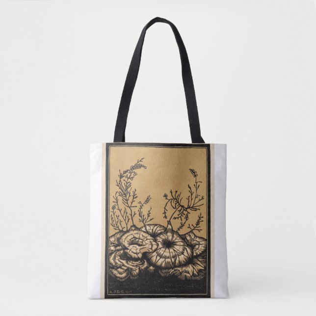Bolsa Tote Arte Botânica, Flores Brilhantes (Frente)