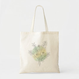 Bolsa Tote Arte Botânica Minimalista de Flor Silvestre Floral
