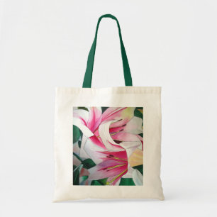 Bolsa Tote Arte branca e cor-de-rosa da aguarela da flor do