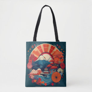 Bolsa Tote Arte Cênica Japonesa - Monte Fuji e Pagoda