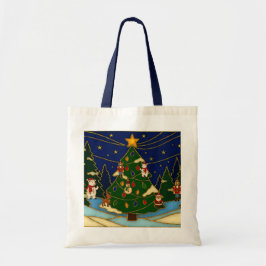 Bolsa Tote Arte Cloisonne Floresta Caprichosa Natal Clássico