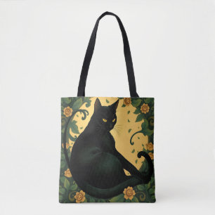 Bolsa Tote Arte Colorida Artística Nouveau Padrão de Gato Pre
