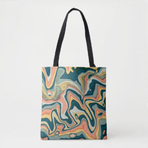 Bolsa Tote Arte Colorida Funky Marble Swirl Ebru