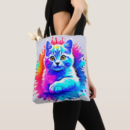 Bolsa Tote Arte Colorida para Gatos