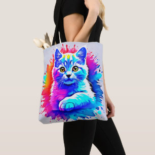 Bolsa Tote Arte Colorida para Gatos