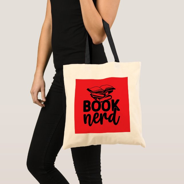 Bolsa Tote Arte com palavras de nerd de livro engraçado (Frente (produto))