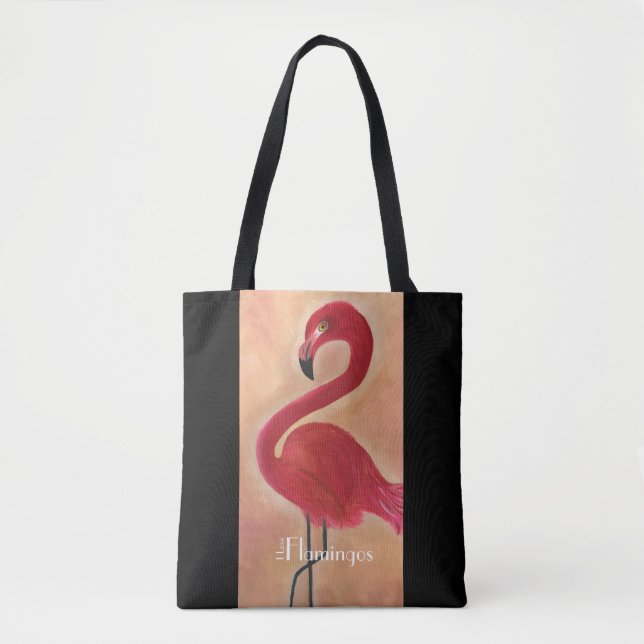 Bolsa Tote Arte cor-de-rosa personalizada do flamingo (Frente)