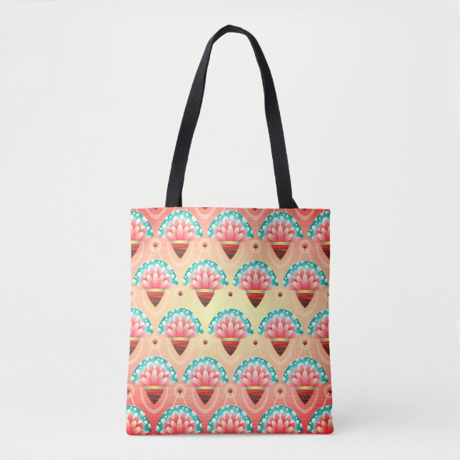 Bolsa Tote Arte coral, flor rosa (Frente)