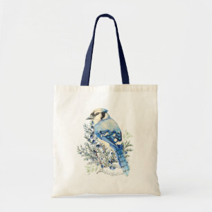 Bolsa Tote Arte Country Azul de Azul Jay Bird Watercolor Blue
