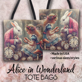 Bolsa Tote Arte Criativa de Alice no País das Maravilhas Vint