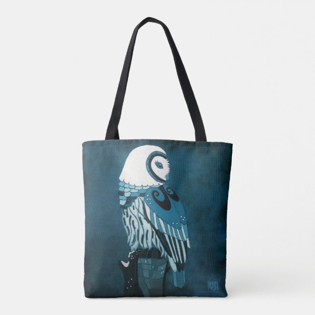 Bolsa Tote Arte da coruja do luar (Verso)