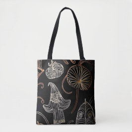 Bolsa Tote Arte da linha chic queda do fundo negro da florest