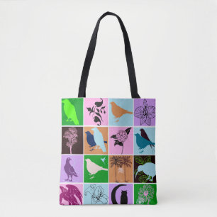 Bolsa Tote Arte da natureza animal da silhueta das plantas e