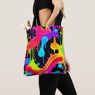 Bolsa Tote Arte de abertura de cores neon vibrante