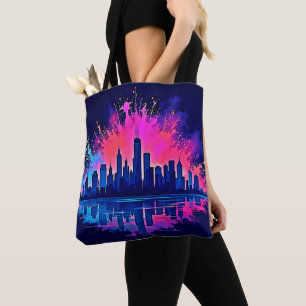 Bolsa Tote Arte de abertura de paisagem urbana vibrante